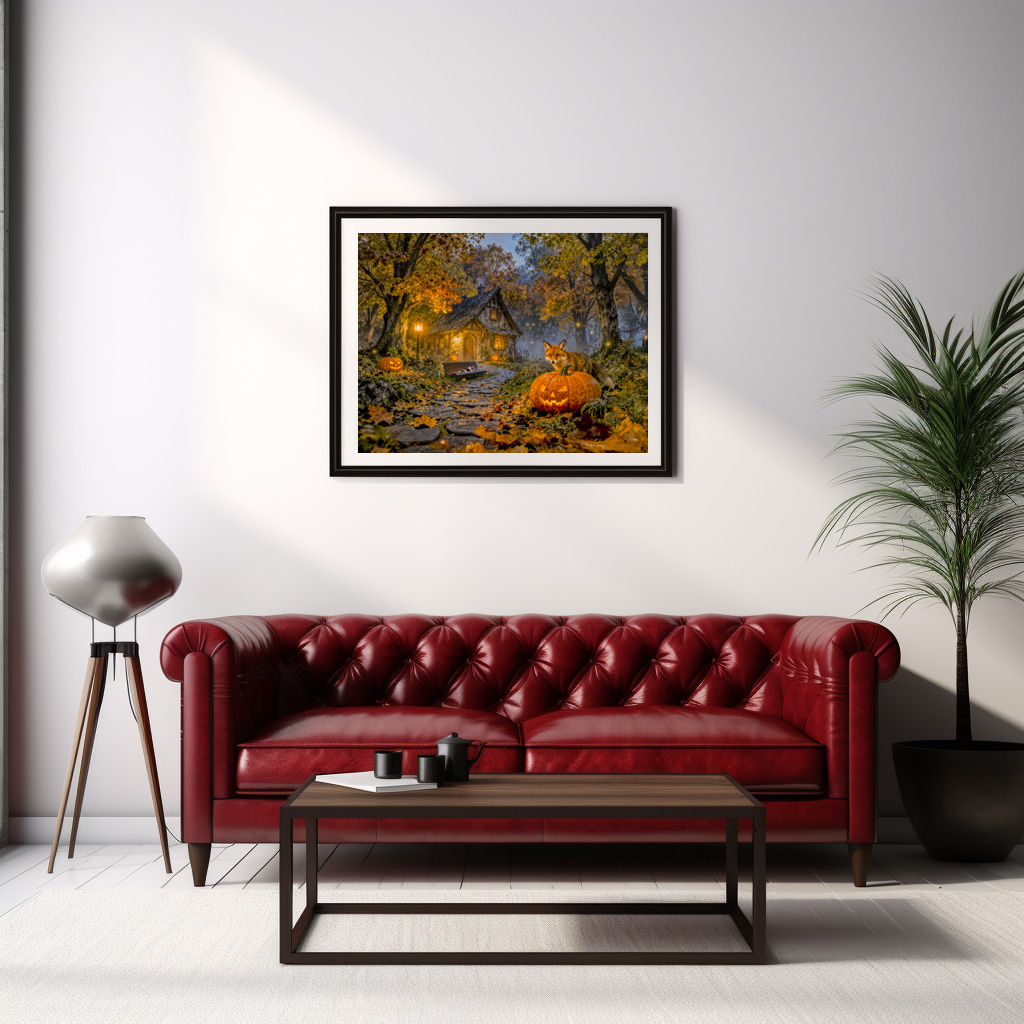 Poster: Halloween Forest Cottage with Fox – Image 2