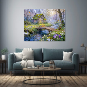 Poster: Spring Cottage by the Forest Stream