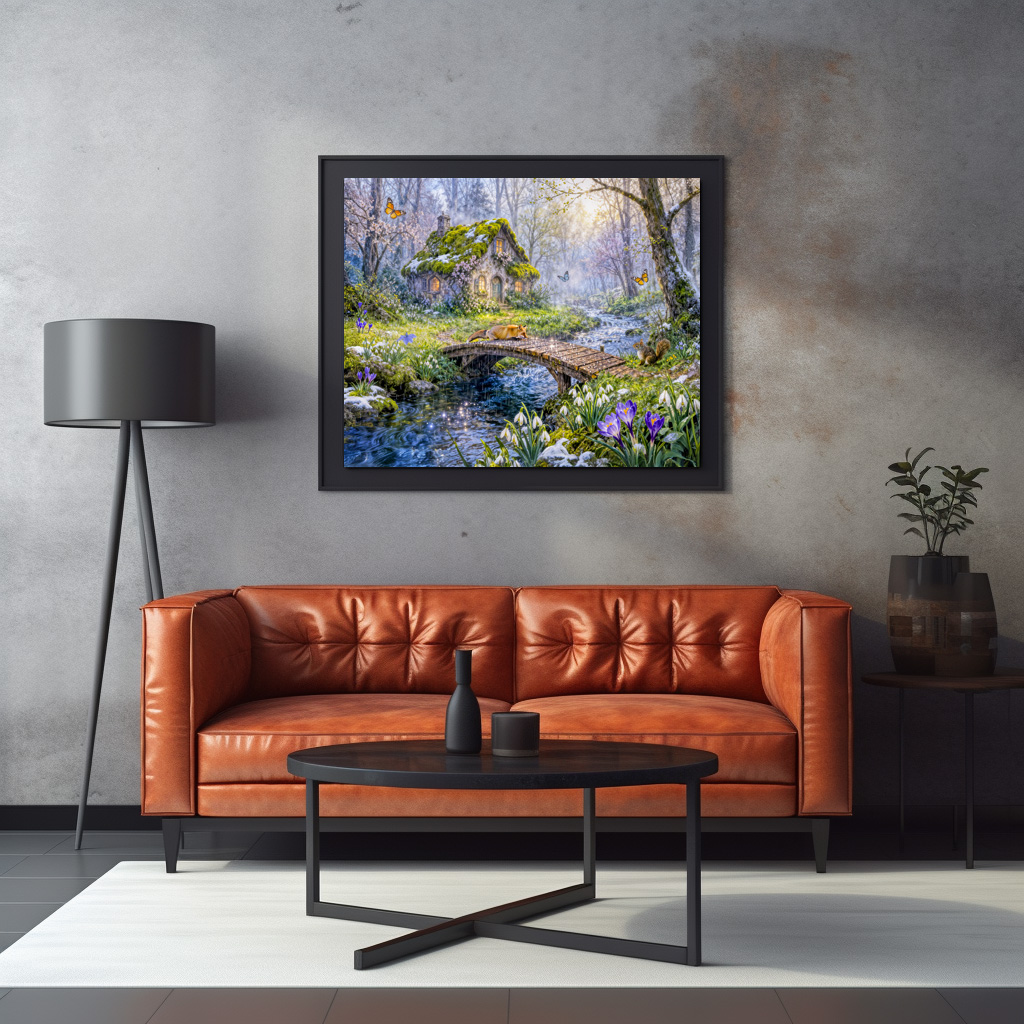 Poster: Spring Cottage by the Forest Stream – Bild 2