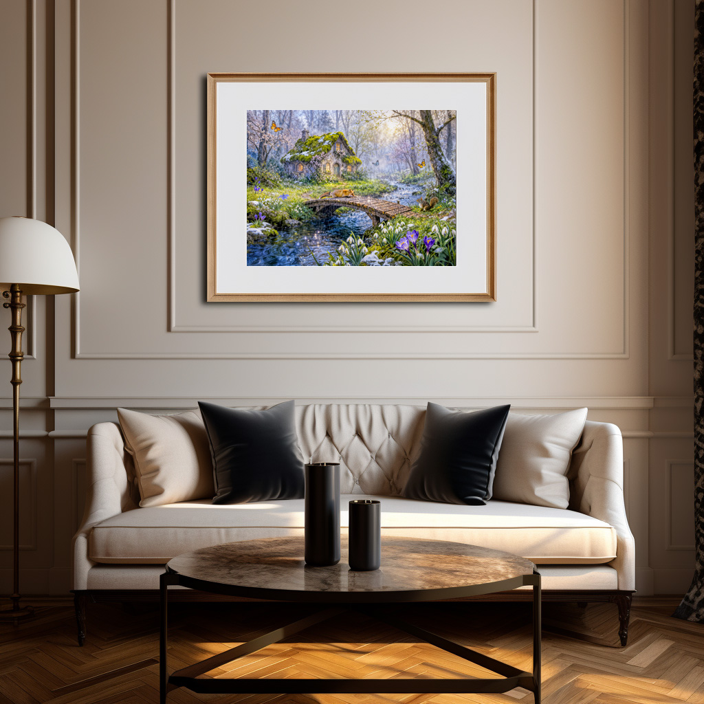 Poster: Spring Cottage by the Forest Stream – Bild 3