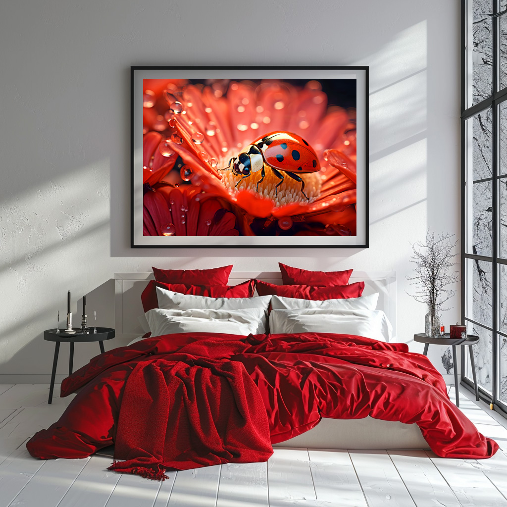 Poster: ladybug delicately exploring the intricate patterns of a blooming flower petal – Image 3