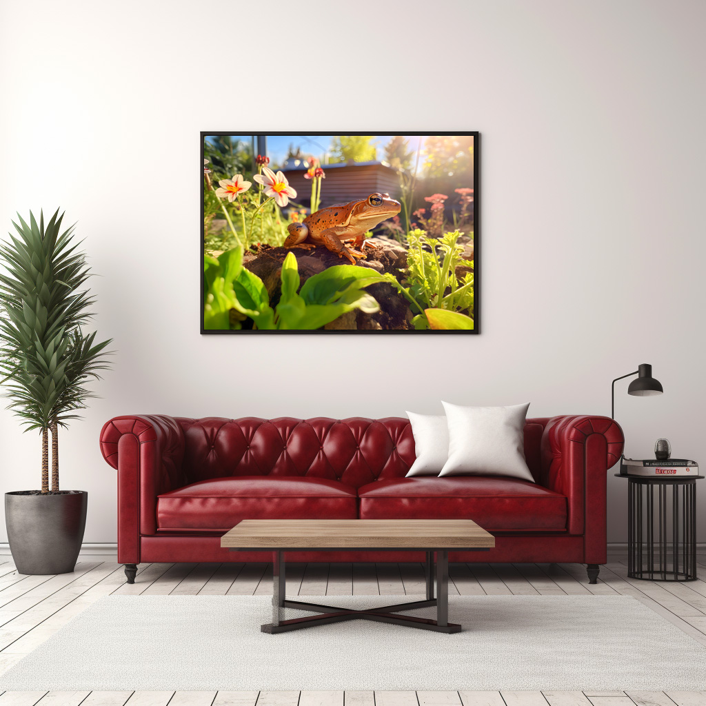 Poster: satisfied frog perched on a garden bed - immagine 3