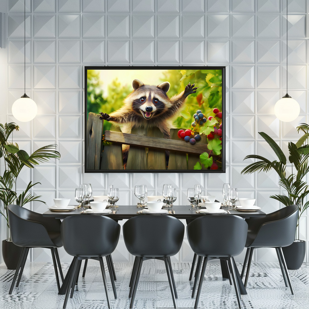 Poster: raccoon skillfully scaling a garden fence - Image 3