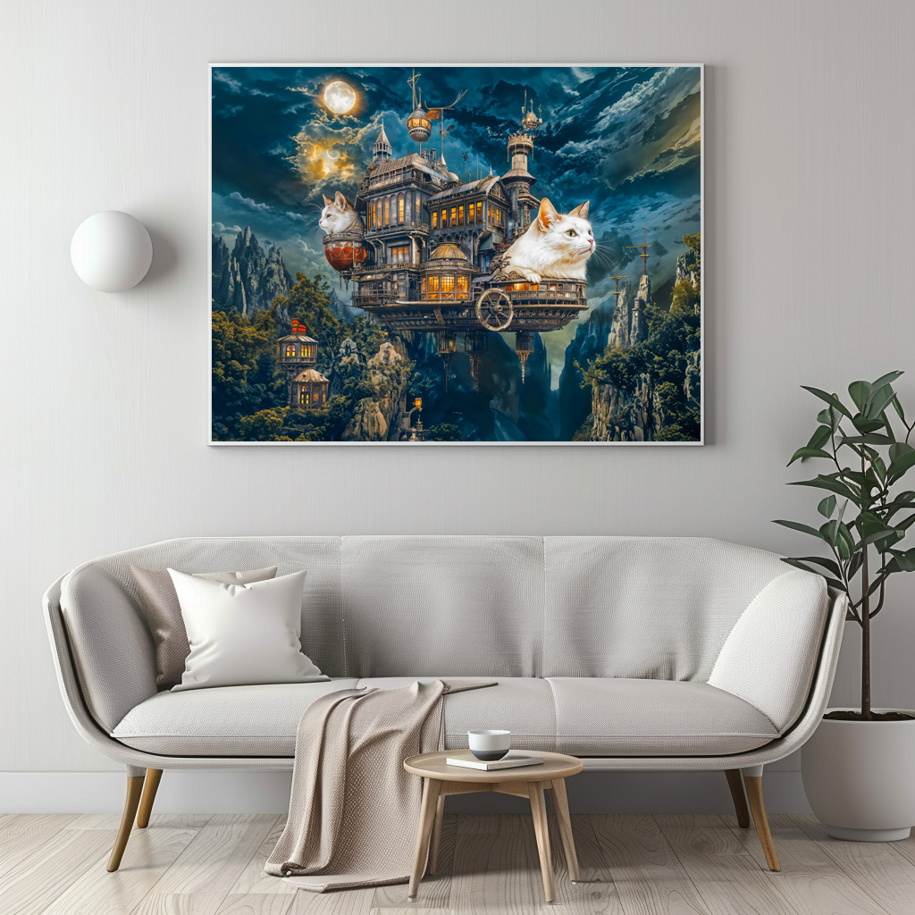 Poster: Flying castle cats Steampunk night