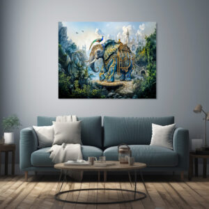 Poster: Steampunk floral elephant