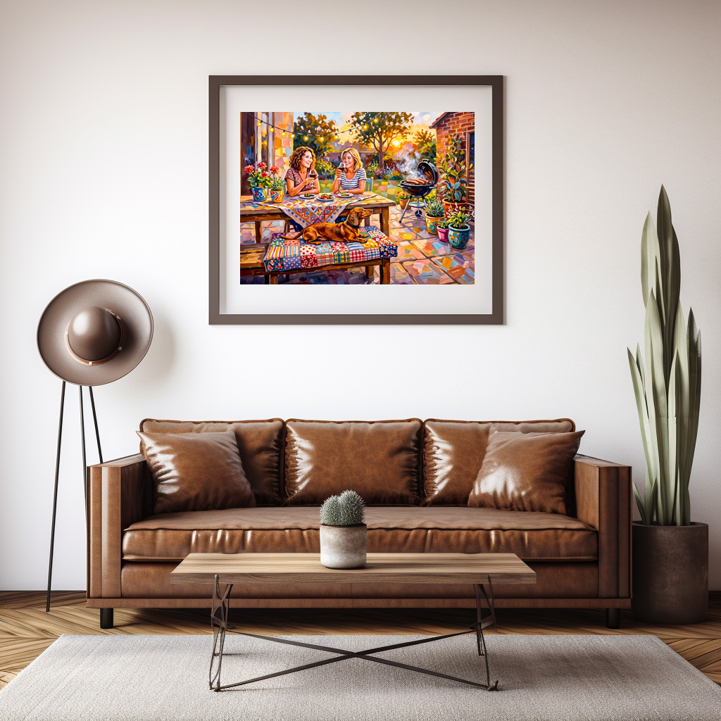 Poster: Dachshund Resting Beside Outdoor Evening Garden Table - immagine 3