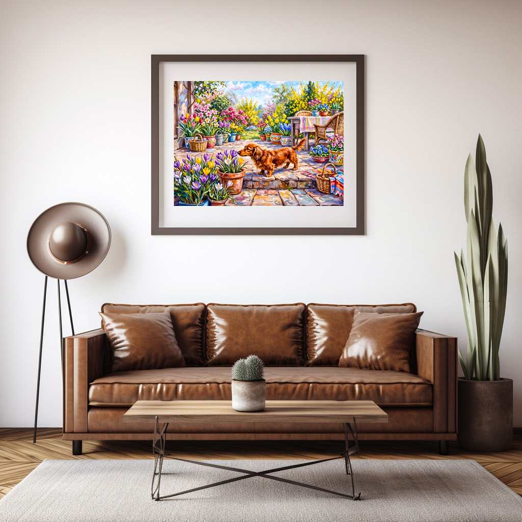Poster: Dachshund Walking Through Colorful Blooming Spring Garden - immagine 3