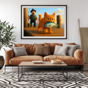 Poster: Diebischer Kater und Angler