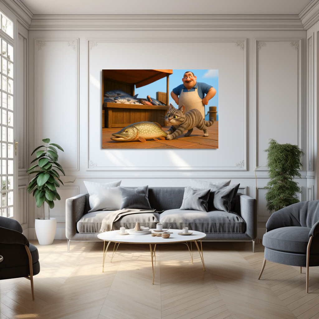 Poster: Dieser Fisch gehört mir - Katze mit Hecht – Bild 3