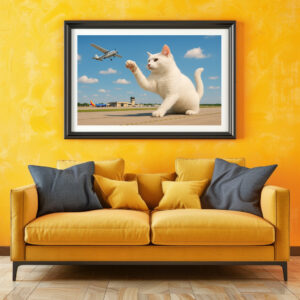 Poster: Katze fängt Flugzeug