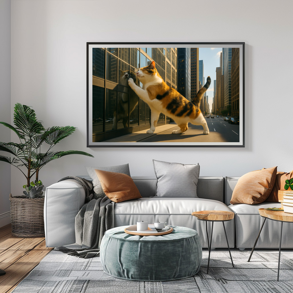 Poster: Mein liebstes Spiegelbild - Katze mit Fenster