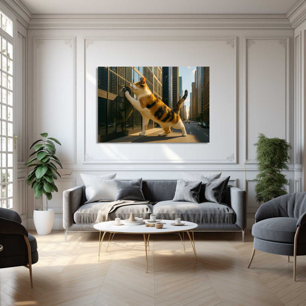 Poster: Mein liebstes Spiegelbild - Katze mit Fenster - immagine 3