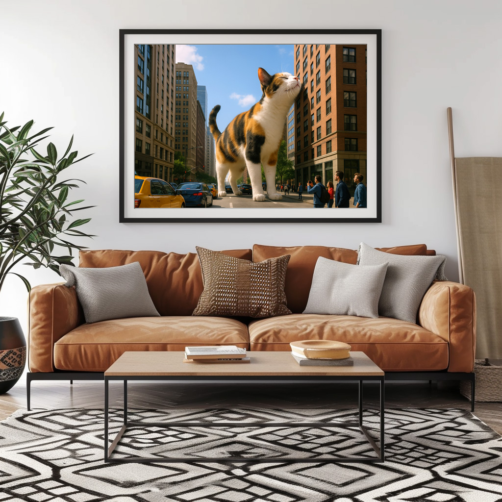 Poster: Mein liebstes Gebäude - Katze mit Hochhaus