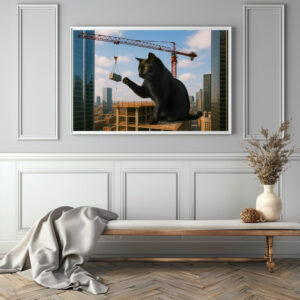 Poster: Lustig, es bewegt sich - Kater mit Krahn
