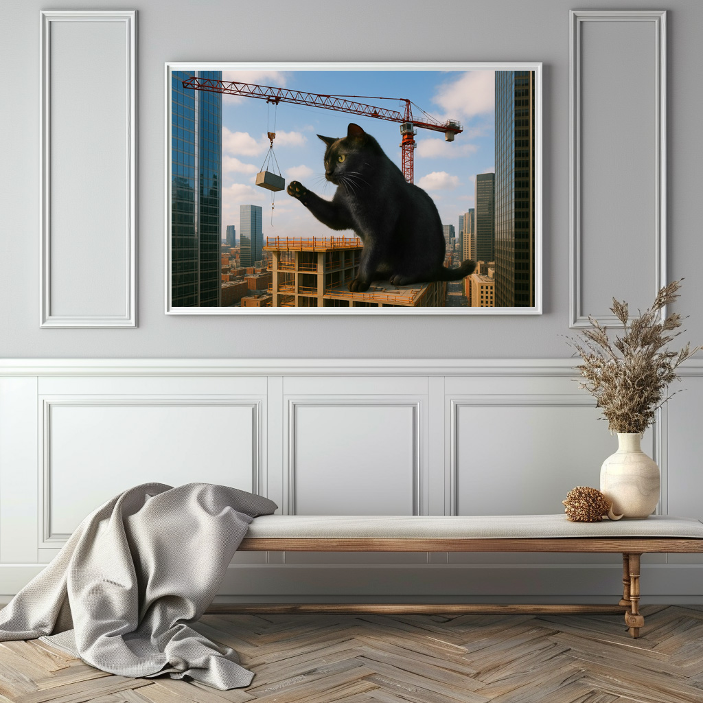 Poster: Lustig, es bewegt sich - Kater mit Krahn