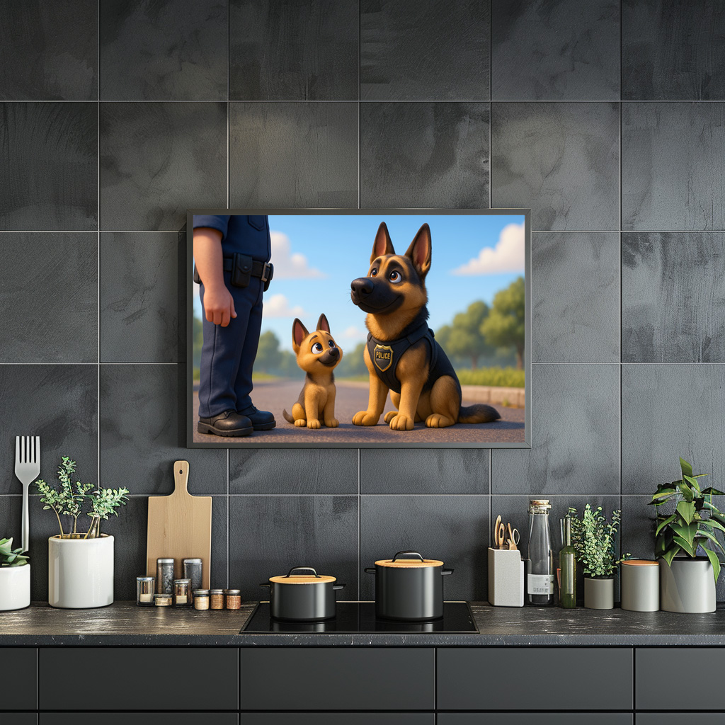 Poster: Schäferhund und Welpe beim Polizeidienst - Image 2