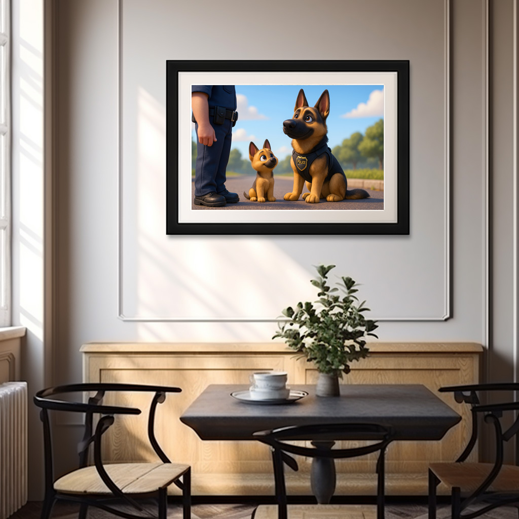 Poster: Schäferhund und Welpe beim Polizeidienst - Image 3