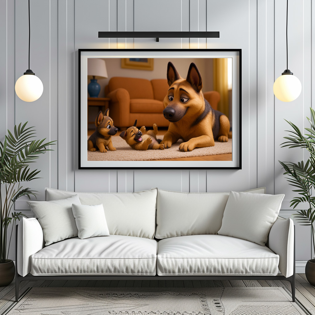 Poster: Schäferhund mit seinen Welpen in der Wohnung - Image 2