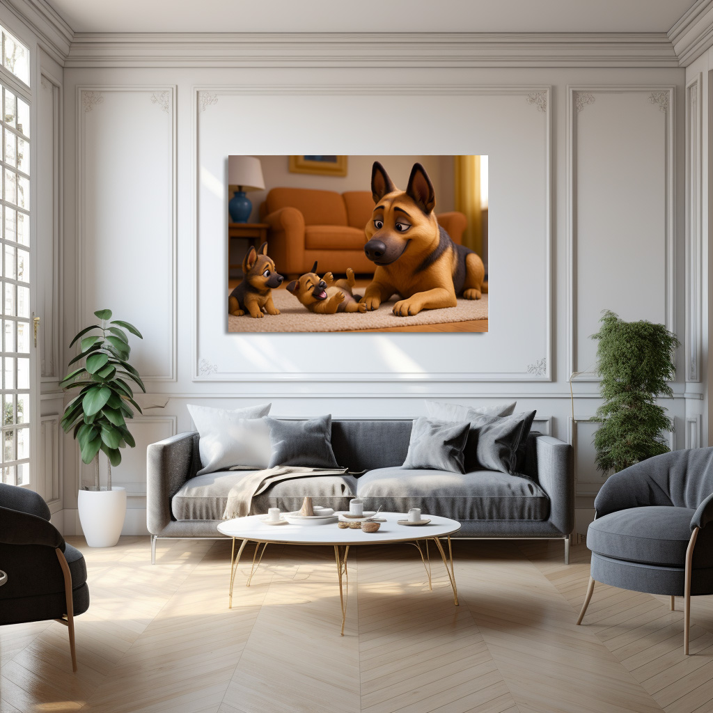 Poster: Schäferhund mit seinen Welpen in der Wohnung - Image 3