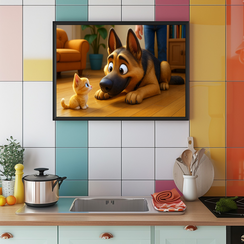Poster: Oh, ist das ein Haustier für mich? Schäferhund und Kätzchen - immagine 3