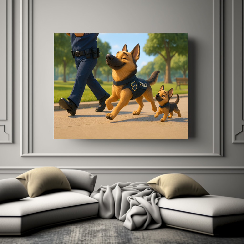 Poster: Stolzer Schäferhund und Welpe beim Polizeidienst – Bild 3