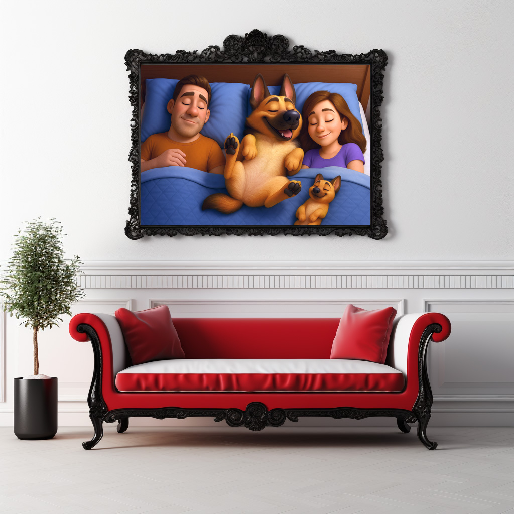Poster: Schäferhund im Bett mit seiner Familie - immagine 3