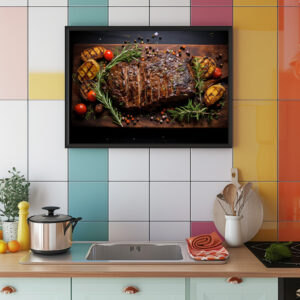 Poster: Arrangement eines leckeren Steak mit Rosmarin