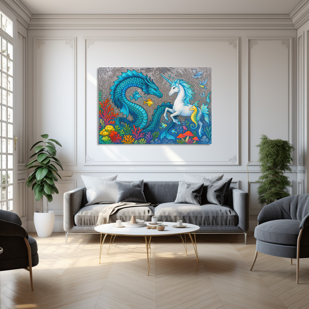 Poster: Wasserdrache und Seepferdchen-Einhorn - mystische Wesen – Bild 3