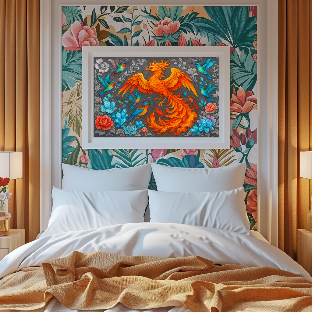 Poster: Phönix und Kristallkolibris - mystische Wesen - Imagen 2