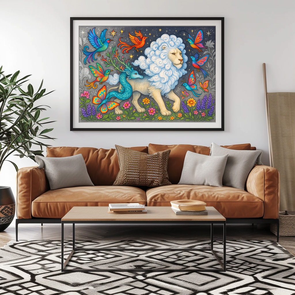 Poster: Wolkenlöwe und Traumvögel - mystische Wesen