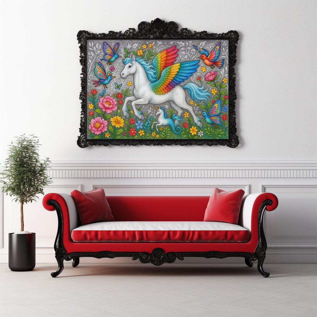 Poster: Regenbogenpegasus und Kristallvögel - mystische Wesen - immagine 3