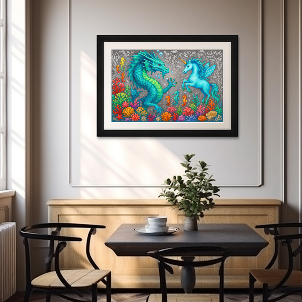 Poster: Wasserdrache und Seepferdchen-Einhorn - Wesen der Mystik – Bild 3