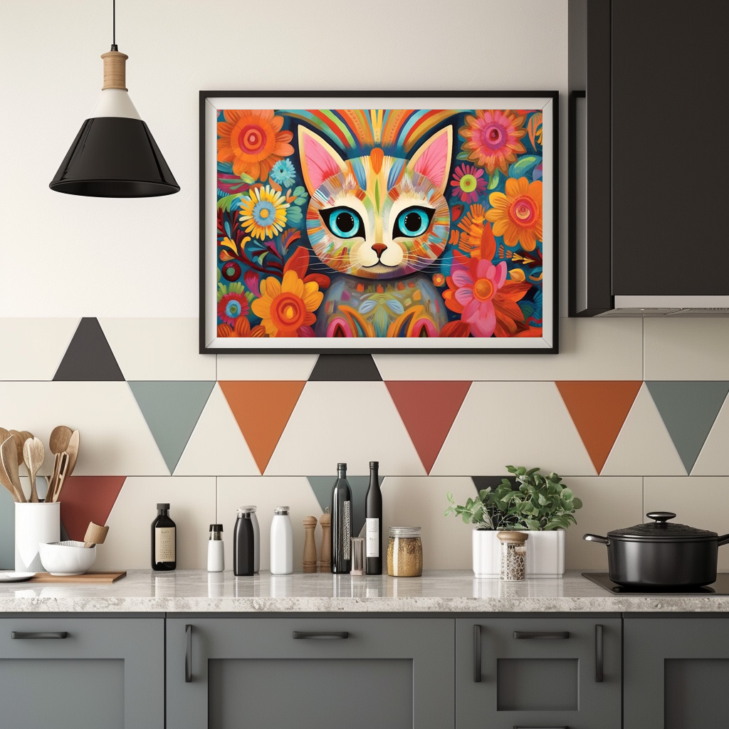 Poster: Fröhliche Katzenkunst Im Stil von Frieda Kahlo - Image 2