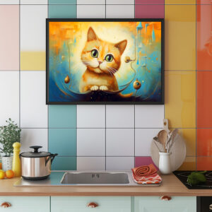 Poster: Fröhliche Katzenkunst im Stil von Salvador Dali