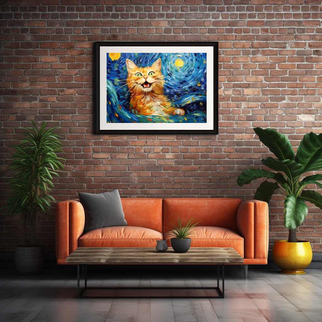 Poster: Fröhliche Katzenkunst Im Stil von Vincent van Gogh – Image 2