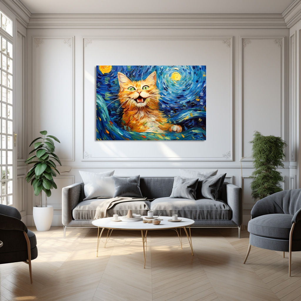 Poster: Fröhliche Katzenkunst Im Stil von Vincent van Gogh – Image 3