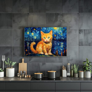 Poster: Drollige Katzenkunst Im Stil von Vincent van Gogh