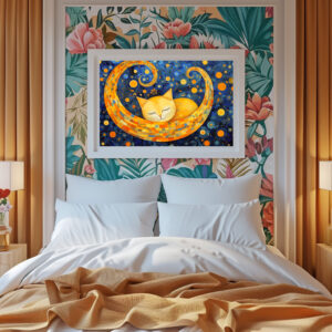 Poster: Fröhliche Katzenkunst Im Stil von Gustav Klimt