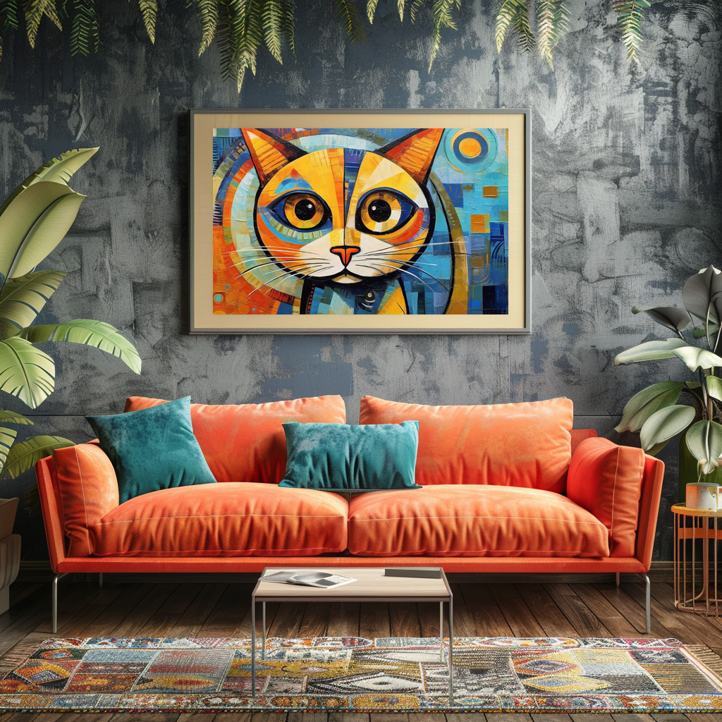 Poster: Fröhliche Katzenkunst Im Stil von Pablo Picasso – Image 2