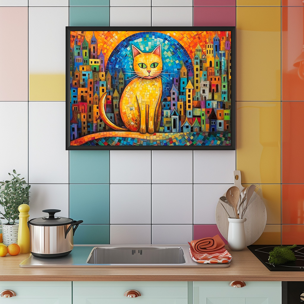 Poster: Fröhliche Katzenkunst Im Stil von Friedensreich Hundertwasser – Image 2
