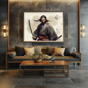 Poster: Samurai Krieger mit Katana
