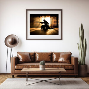 Poster: Samurai Krieger als Silhouette