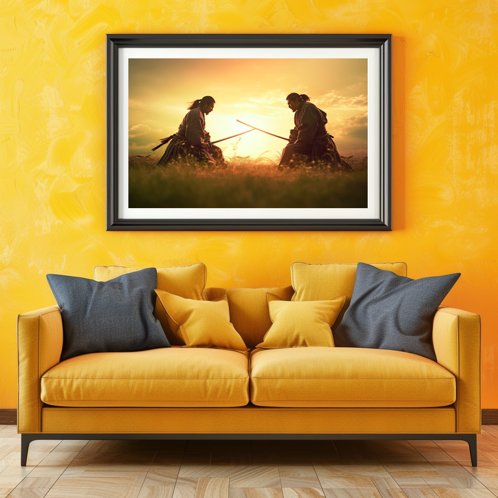 Poster: Zwei Samurai Krieger auf dem Feld