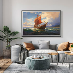 Poster: Wikingerschiff an der Küste