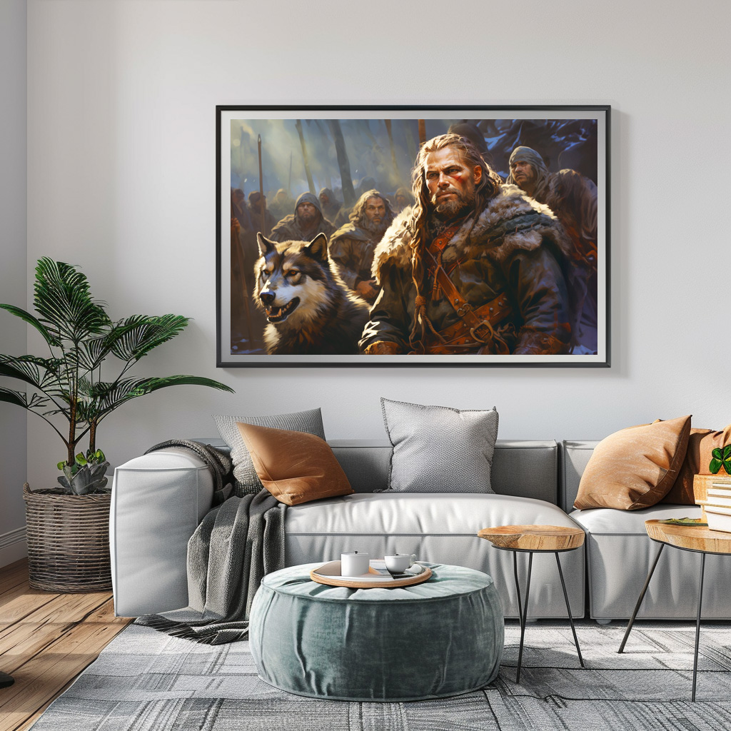 Poster: Germanischer Mann mit Wolf und Kämpfern - immagine 2