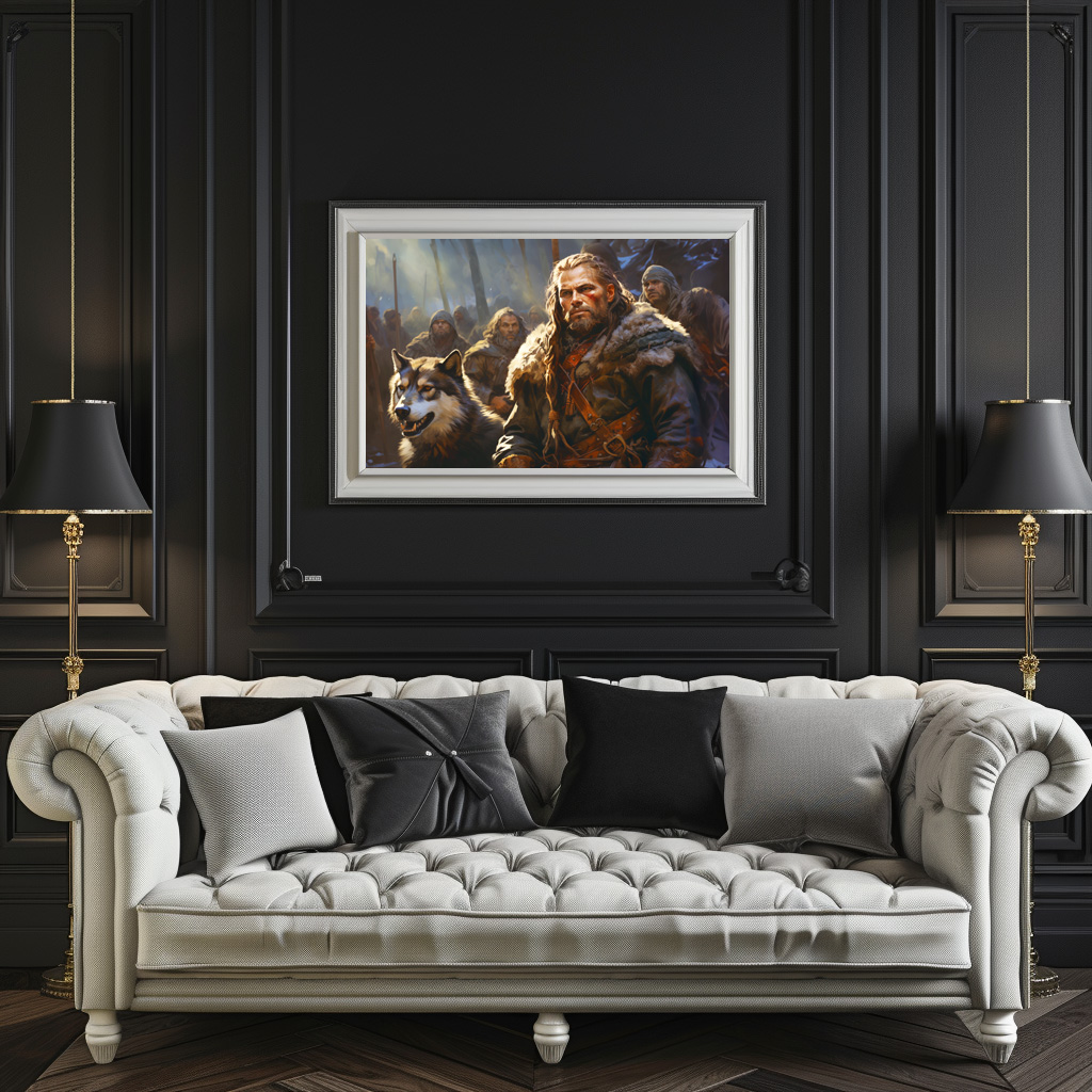 Poster: Germanischer Mann mit Wolf und Kämpfern - immagine 3