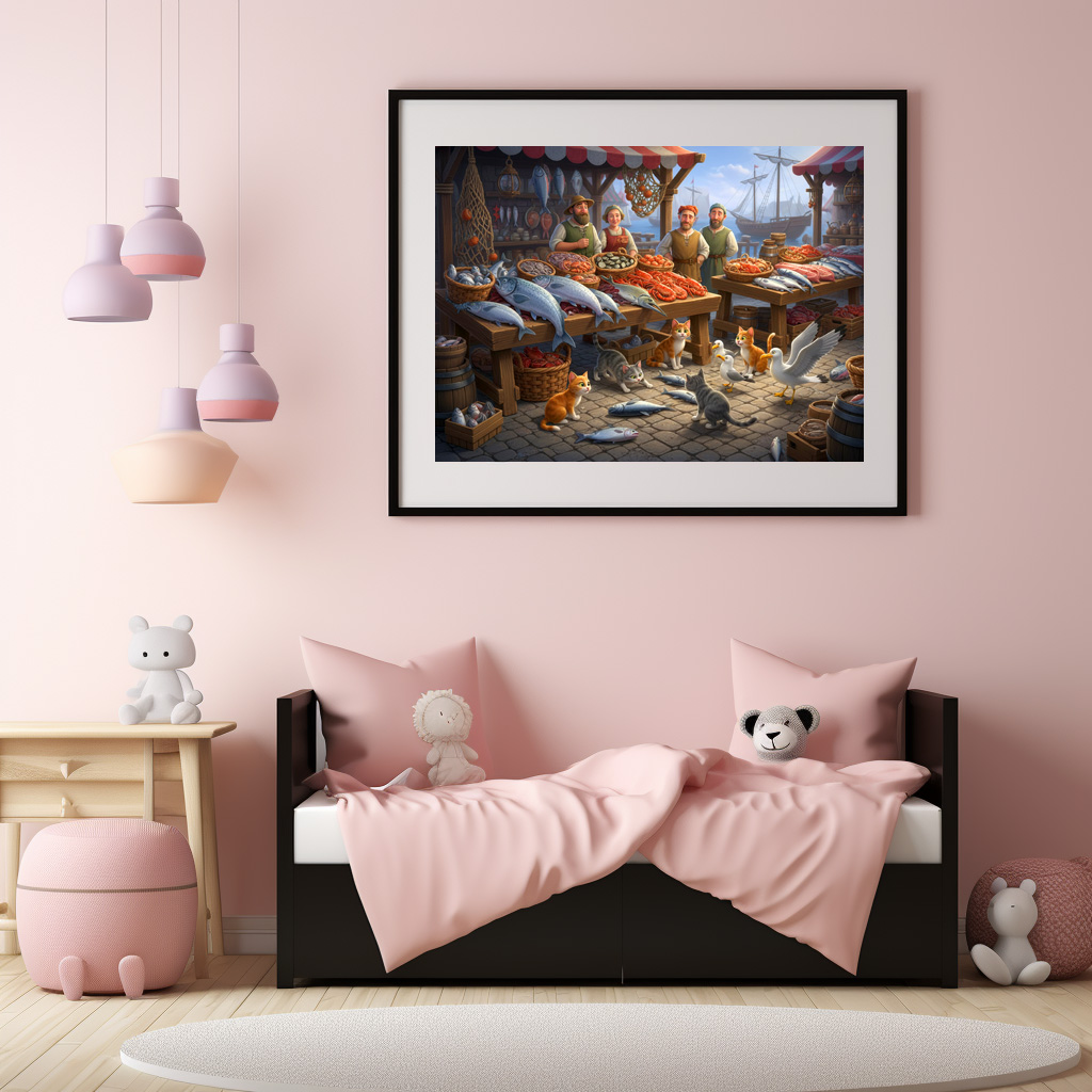 Poster: Fischmarkt im Mittelalter - Katzen und Möwen warten schon - immagine 2