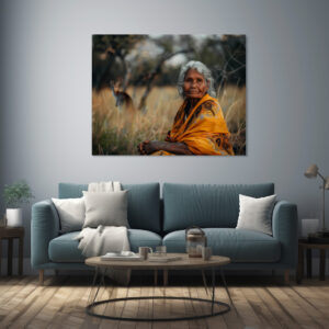 Poster: Frau der Aborigines im Busch