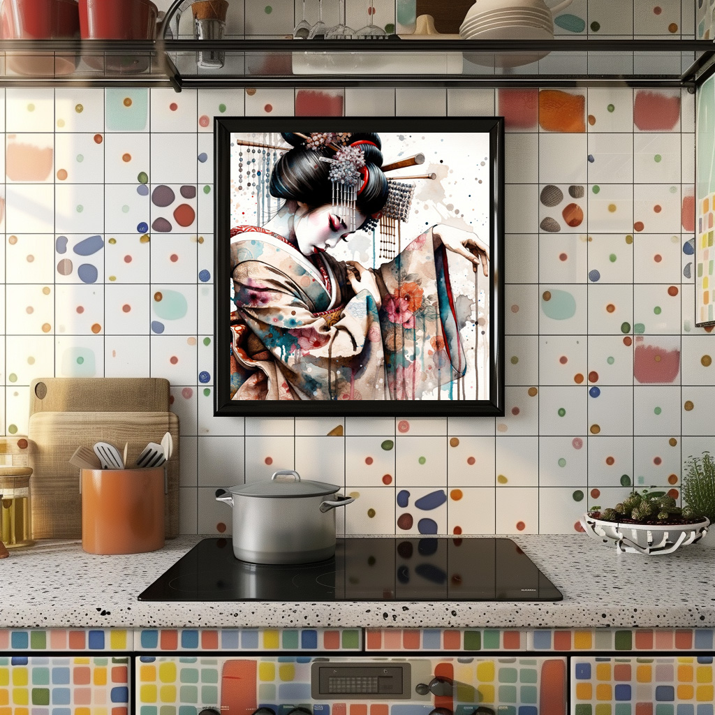 Poster: Modern Geisha Dancer With Floral Kimono – Bild 2