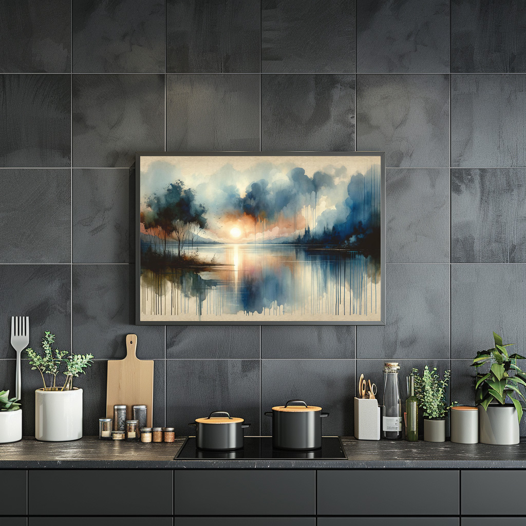 Poster: Watercolor Lake at Sunset – Bild 2